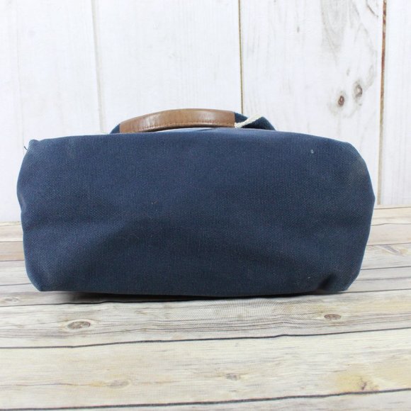 LL BEAN Boat & Tote Leather Canvas Zip Top Handbag - Picture 11 of 12